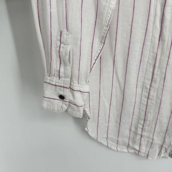Rails x Free People Charli Button Down Shirt Linen Blend Pink Stripe Women’s M - Picture 7 of 13